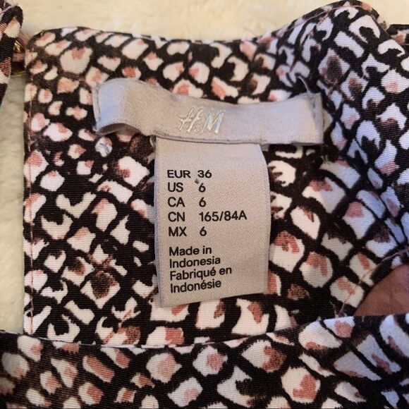 NEW H&M Shift Dress Black White Mauve Print Sz 6 - Picture 12 of 14